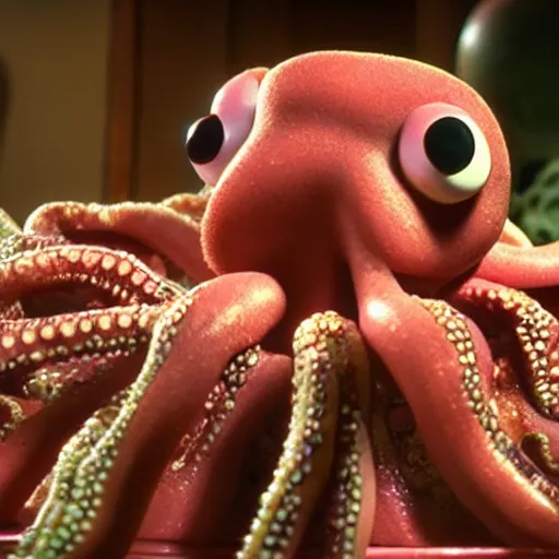 Prompt: claymation aardman animation of a octopus, beautiful ambient light