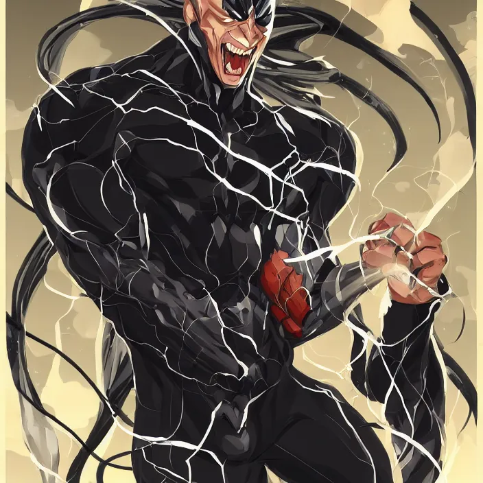 Image similar to portrait of eddie brock, anime fantasy illustration by tomoyuki yamasaki, kyoto studio, madhouse, ufotable, trending on artstation