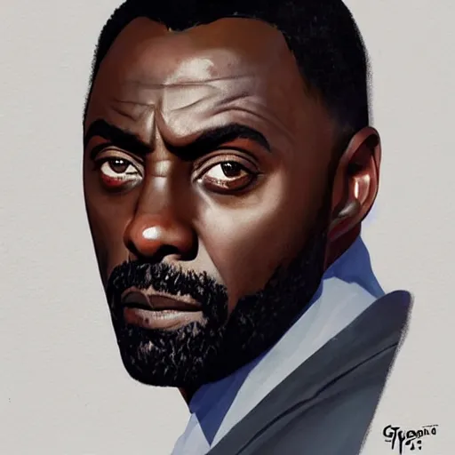 Image similar to greg manchess painting of idris elba as an overwatch character, profile picture, matte painting, bold shapes, hard edges, street art, trending on artstation, by huang guangjian and gil elvgren and sachin teng