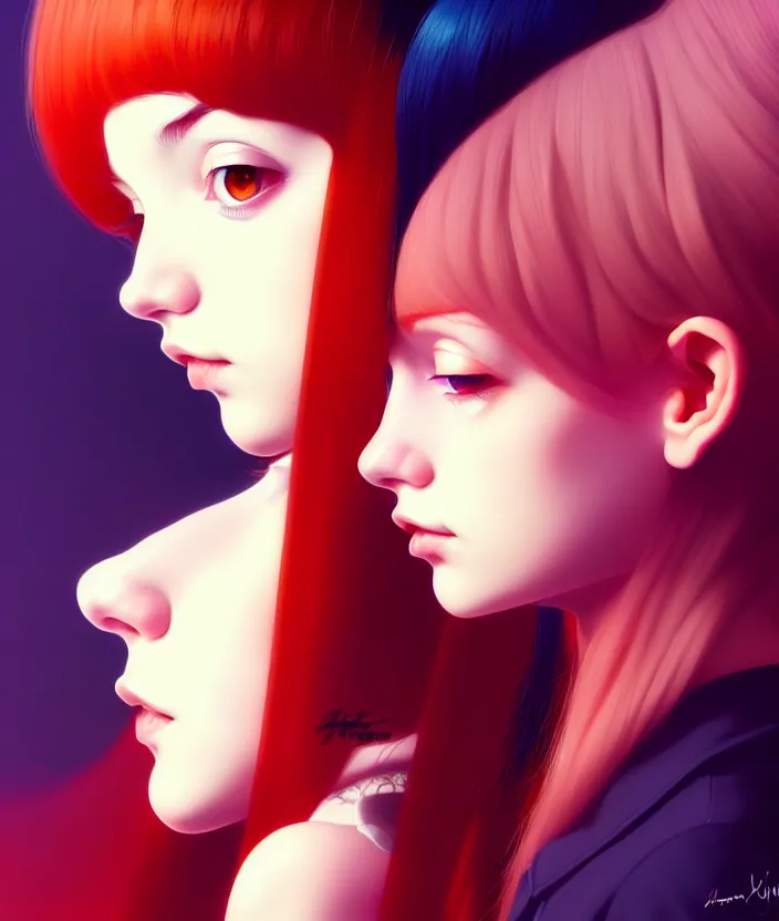 Image similar to a beautiful young british alternative music singer. optical illusion art by ilya kuvshinov lois van baarle ross tran range murata artgerm katsuhiro otomo norman rockwell. highly detailed intricately sharp focus mystically trending deviantart, pinterest, vogue italia, unreal engine 5, 4 k uhd image