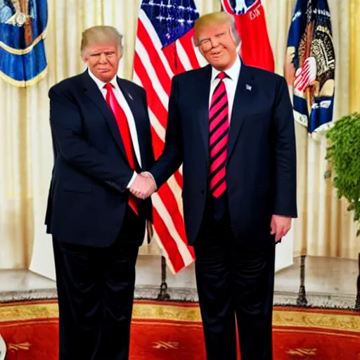 Image similar to donald trump and magnus carlsen shaking hands