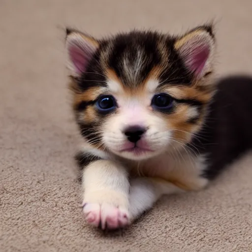 Prompt: photo of a puppy kitten crossbreed, 4K, HD