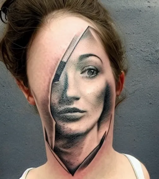 Image similar to realism tattoo sketch of a beautiful woman's face double exposure effect with beautiful mountain scenery, in the style of matteo pasqualin, amazing detail, sharp, faded