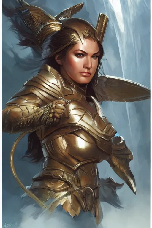 Image similar to amazon valkyrie athena, d & d, fantasy, portrait, highly detailed, headshot, digital painting, trending on artstation, concept art, sharp focus, illustration, art by artgerm and greg rutkowski and magali villeneuve