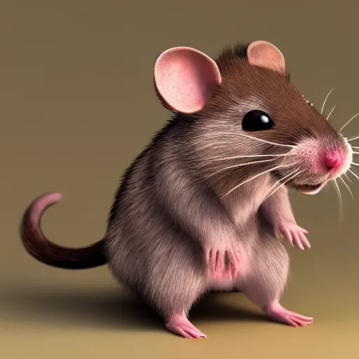 Prompt: fuzzy cute brown rat 3 d render awardwinning