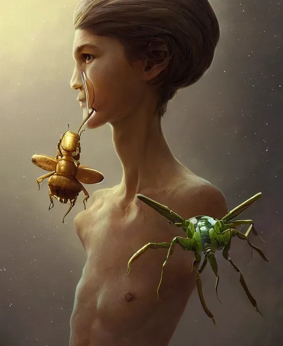 Prompt: simplicity, portrait of an alien insect fungus creature, adorable, childlike, milky way environment, ultra realistic, concept art, intricate details, cheerful, highly detailed, photorealistic, octane render, 8 k, unreal engine. art by christopher marley and artgerm and greg rutkowski and alphonse mucha