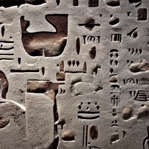 Image similar to emoji hieroglyphs on cave wall