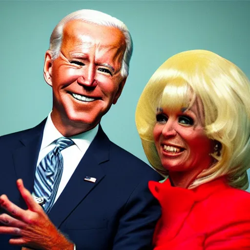 Image similar to ((((alien wearing a wig and a dress)))) and Joe Biden at a press conference, photograph, highly detailed, 4K