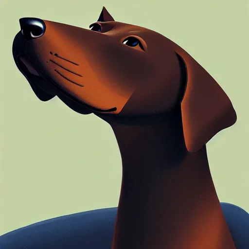 Image similar to goro fujita ilustration an affectionate and pretty doberman sitting on his bed by goro fujita, painting by goro fujita, sharp focus, highly detailed, artstation