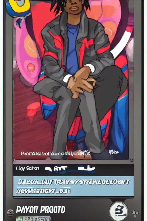 Prompt: playboi carti, pokemon card of playboi carti, highly detailed trading card screenshot