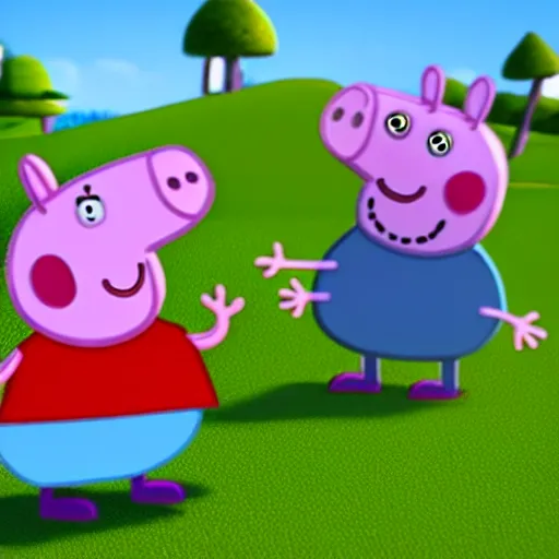 Image similar to peppa pig, 3D model, unreal engine, cinematic,