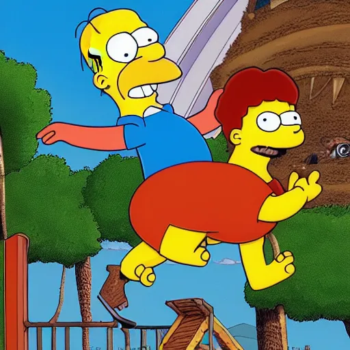 Prompt: Paul chuckle sat atop an elephant in an episode of the Simpsons, carton, 4k