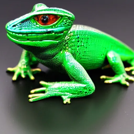 Prompt: emerald lizard object table