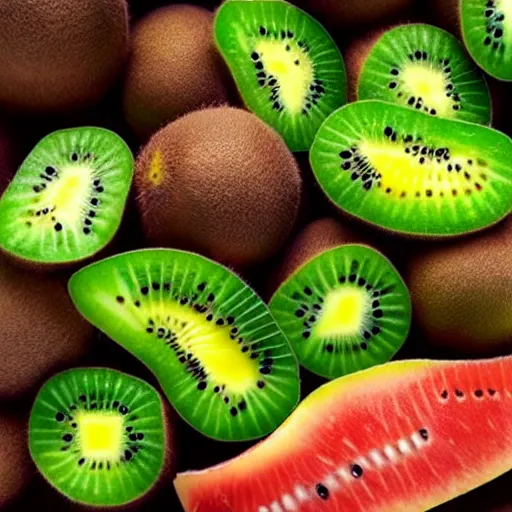 Prompt: a very long kiwi fruit