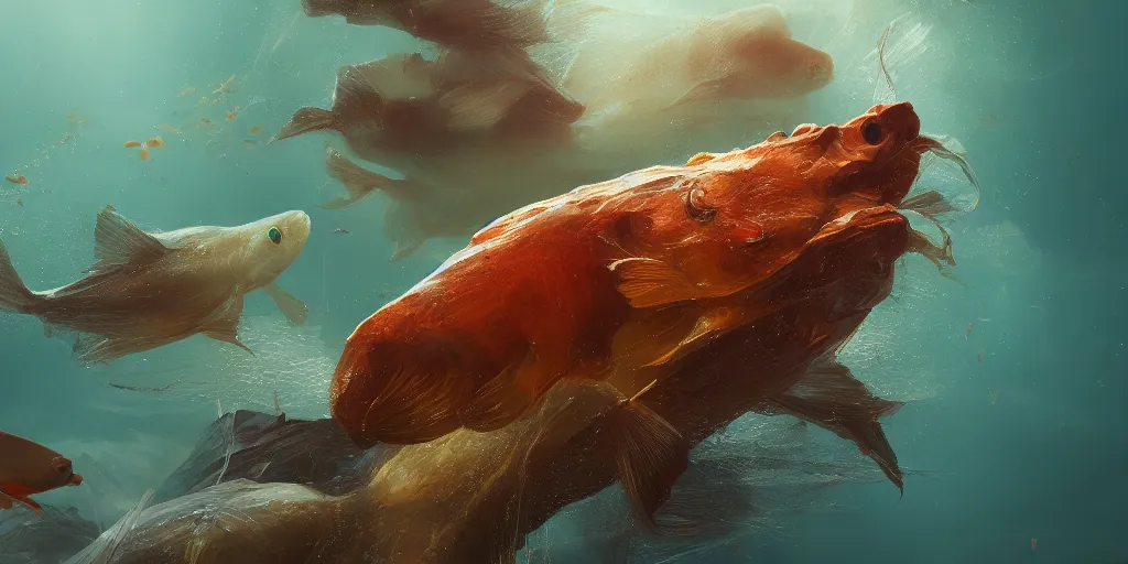 Prompt: a nervous and impatient wave of beta fishes, hyperdetailed, artstation, cgsociety, 8k