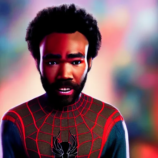 Image similar to Donald Glover as Miles Morales, photo, detailed, 4k