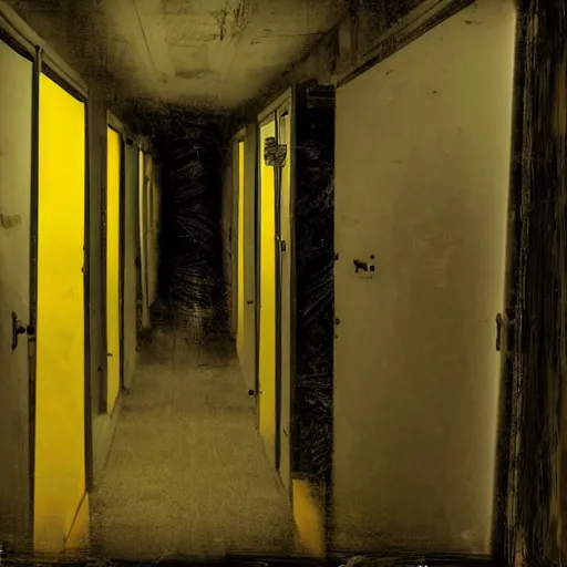 Prompt: a liminal space photo of the backrooms, very scary, liminal space, found footage, yellow