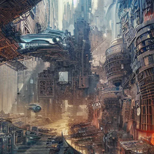 Image similar to annibale siconolfi, valerio arcesi, randie de la cruz, inward 3 d art dystopian future cityscape, intricate detailed futurism futuristic cybernetic neo - landscape, hyperrealism hyperdetailed, art nouveau architecture gothic, infinity inception style, 8 k