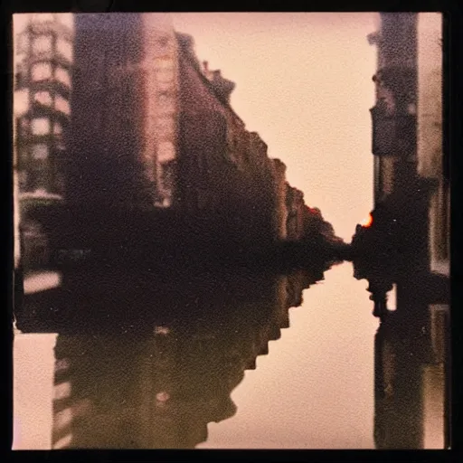 Prompt: polaroid of a dream reflection street photography portrait lomography
