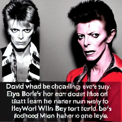 Prompt: david bowie speaking to the man who sold the world's eyes