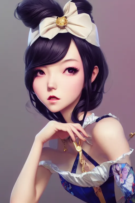 Image similar to a pin up and beautiful fashion charming dreamlke japan girl with lv jewelry, character art, art by artgerm lau and wlop and and ilya kuvshinov and john singer sargent, hyperdetailed, 8 k realistic, symmetrical, frostbite 3 engine, cryengine, dof, trending on artstation, digital art