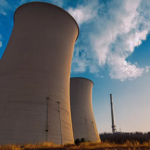 Prompt: photo of an upsidedown nuclear power plant inception cinematic