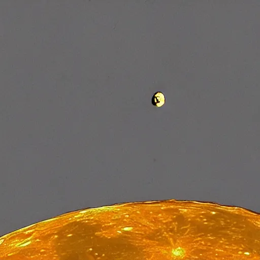 Prompt: huge bee on the moon, seen from earth in the sky