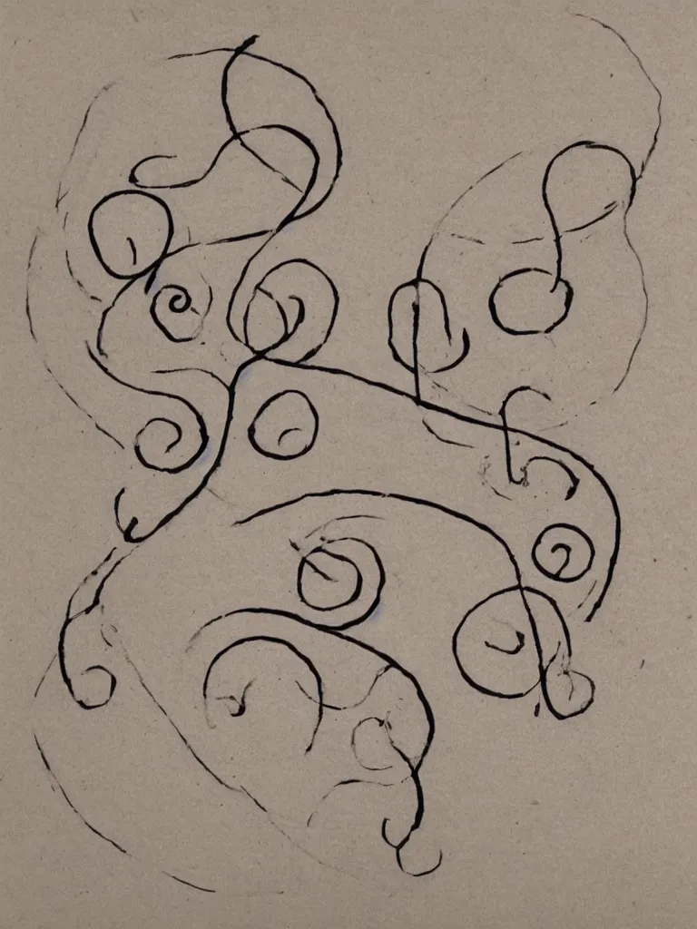 Image similar to a single line tracing of an acorn that turns into a tree in the shape of a treble clef with a perceptual edge in the middle, single line drawing with small color explosions