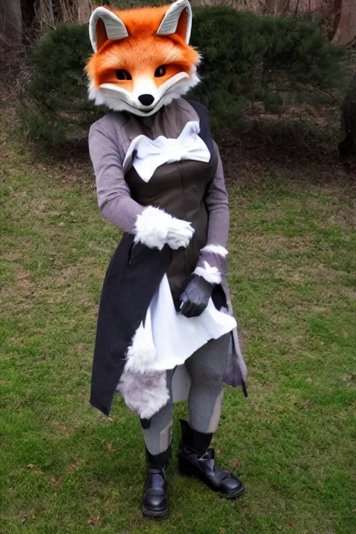 Prompt: an anthropomorphic fox, fursuit, cosplay