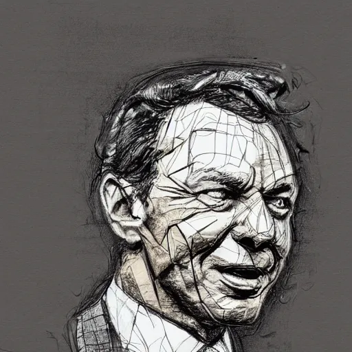 Image similar to a realistic yet scraggly portrait sketch of the side profile of a stern and sophisticated frank sinatra, trending on artstation, intricate details, in the style of frank auerbach, in the style of sergio aragones, in the style of martin ansin, in the style of david aja, in the style of mattias adolfsson