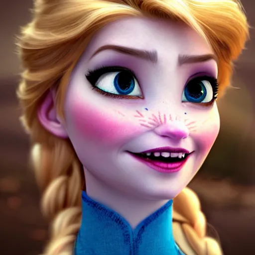 Image similar to Playful Elsa from Frozen, mid-shot, fantasy, medieval, vivid colors, elegant, concept art, sharp focus, beautiful face, digital art, Hyper-realistic, 4K, Unreal Engine, Highly Detailed, HD, Dramatic Lighting by Brom, trending on Artstation