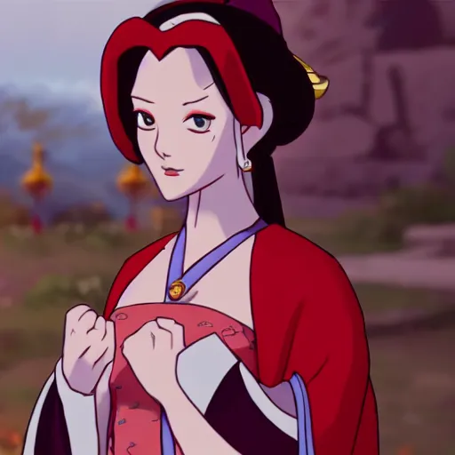 Image similar to cinematic shot of elizabeth you is princess azula