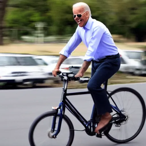 Prompt: Joe Biden riding a bicycle properly