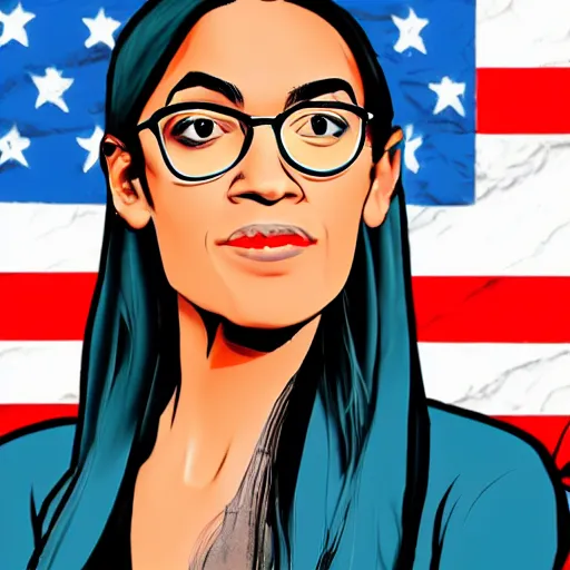 Prompt: a picture of alexandria ocasio cortez in the art style of sakimichan
