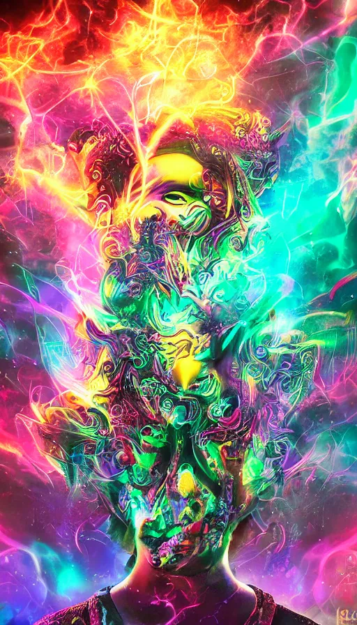 Image similar to psytrance artwork, with octane