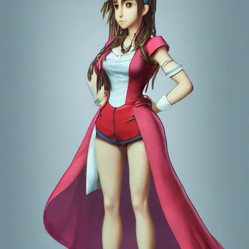 Image similar to full body shot of aerith gainsborough, highly detailed, concept art trending on artstation