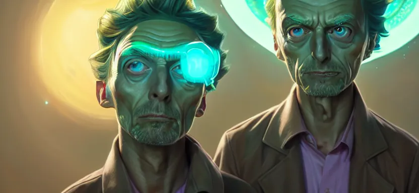 Prompt: ultra realistic illustration, handsome rick, handsome morty. going into green portal, intricate, highly detailed, digital painting, artstation, concept art, smooth, sharp focus, illustration, art by artgerm and greg rutkowski and alphonse mucha and wlop