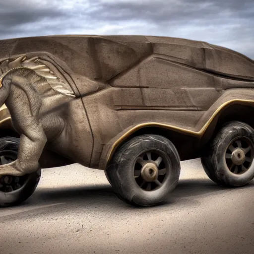 Image similar to velociraptor mongoliensis car, hdr 8 k