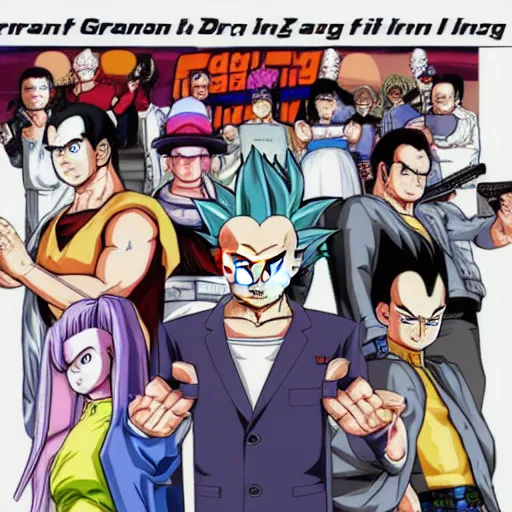 Image similar to grand theft auto in the dragon ball z universe, anime, fighting enemies