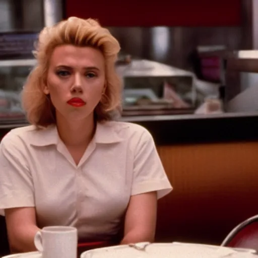 Image similar to a still of Scarlett Johansson at the diner in Twin Peaks (1990)