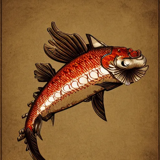 Prompt: steampunk koi fish, high details, 8k, sharp, illustration, behance