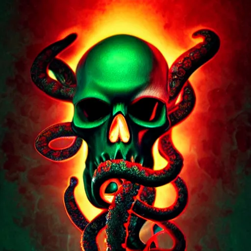 Image similar to bleeding colors skull octopus hybrid, big budget movie scene, horror reality, award winning photograph, cinematic lighting, realistic!, hyperrealism, realistic refine flavor, real photo