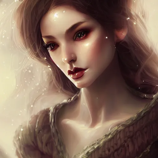 Prompt: fantasy magic fashion girl portrait, sci - fi, glossy eyes, face, long hair, fantasy, intricate, elegant, highly detailed, digital painting, artstation, concept art, smooth, sharp focus, illustration.