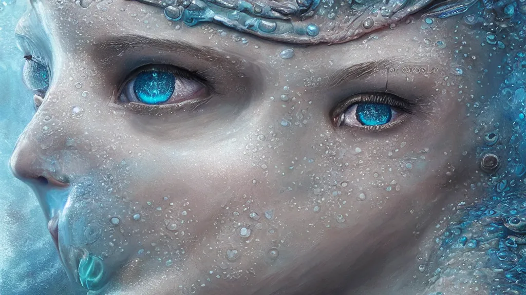 Prompt: ultra realist and ultra intricate detailed soft painting of an ancient water Kau in the ocean underwater environment, omnious, elegant, reflections, focus, detailed, realistic eyes, horizontal partial symmetry features proportions, intricate facial skin details, award winning, trending in cgsociety artstation deviant art, octane render