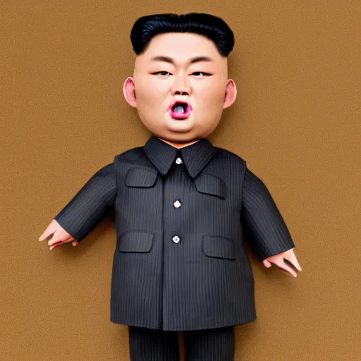 Prompt: kim jong un doll screaming with bts boy band dolls octane render