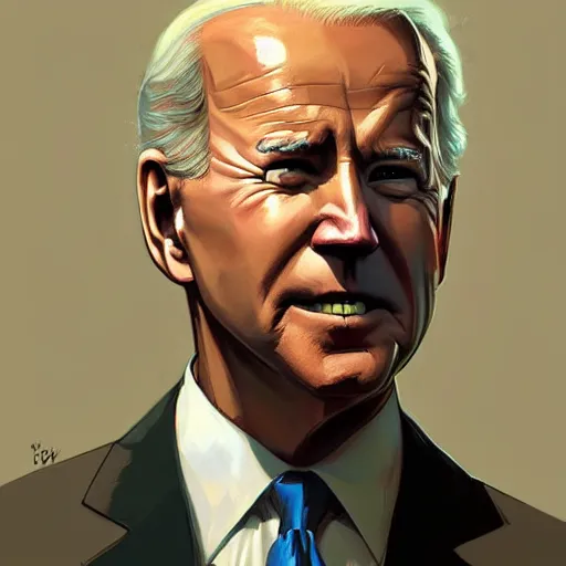 Image similar to joe biden, highly detailed digital painting, artstation, concept art, smooth, sharp focus, illustration, art by artgerm and greg rutkowski and alphonse mucha