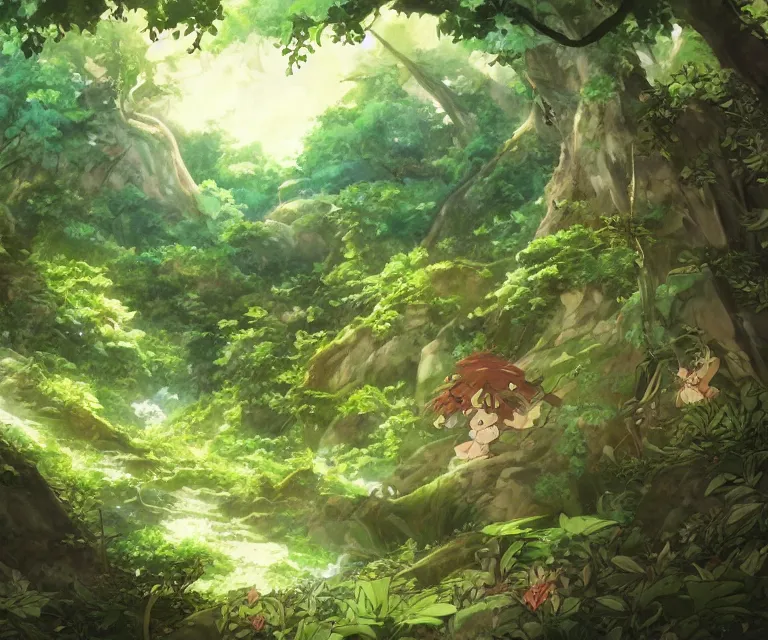 Prompt: gecko in a forest, anime fantasy illustration by tomoyuki yamasaki, kyoto studio, madhouse, ufotable, comixwave films, trending on artstation