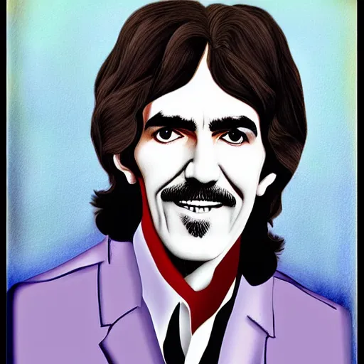 Image similar to portrait of george harrison in the style of michael whelen