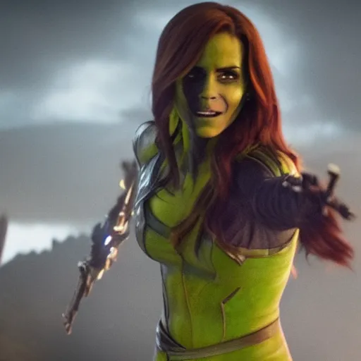 Image similar to Film still of Emma Watson as Gamora, from Guardians of the Galaxy Vol. 2 (2017)