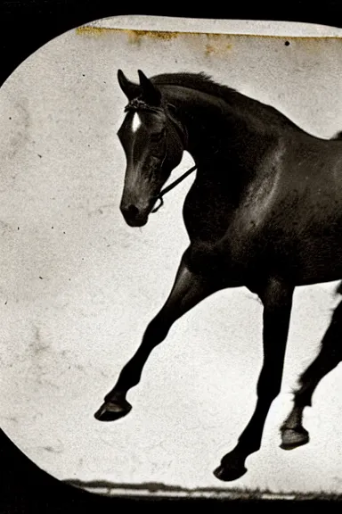 Image similar to an 1800s photo of a horse hovering off the ground